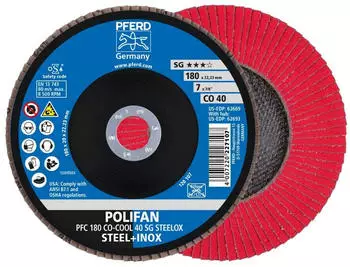 Pferd POLIFAN-F&auml;cherschleifscheibe PFC 180 CO-COOL 40 SG STEELOX, &Oslash;180mm (67760485)