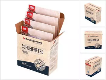 Toolbrothers SPIDER Schleifnetz-Set 125mm Klett P80/P120/P180/P240 (40 Stk.)