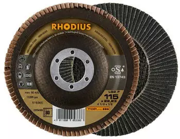 RHODIUS TOPline LGZ F F&auml;cherschleifscheibe 115x22,23mm K80, 10 Stk. (205499)