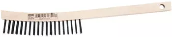 Pferd Handb&uuml;rste HBU LH 3-reihig Stahl-Draht 0,35mm langer Griff (43672011)