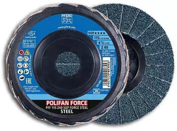 Pferd POLIFAN FORCE SGP F&auml;cherschleifscheibe PFF konisch 115mm Z40 f&uuml;r Stahl (67688114)