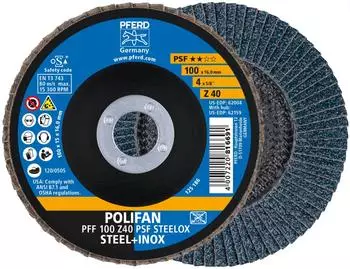 Pferd POLIFAN-F&auml;cherschleifscheibe PFF 100 Z40 PSF STEELOX, &Oslash; 100mm, K&ouml;rnung 40 (69300660)