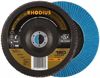 RHODIUS PROline LGZ F1 F&auml;cherschleifscheibe 180x22,23mm K60, 10 Stk. (202804)