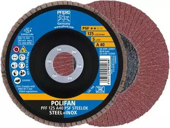Pferd POLIFAN Fächerschleifscheibe PFF 125x22,23mm flach A40 PSF STEELOX (67644125)