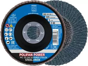 Pferd POLIFAN POWER F&auml;cherschleifscheibe PFC 125mm konisch Z40 SG STEELOX (69398198)