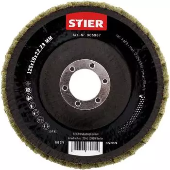STIER Vlies F&auml;cherschleifscheiben 125x18x22,23mm grob (905967)