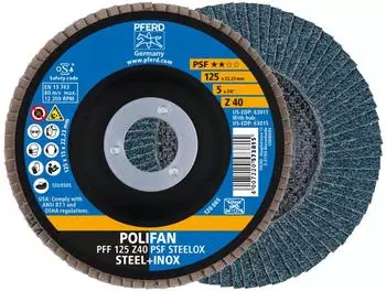 Pferd POLIFAN Fächerschleifscheibe Z PSF Steelox 125mm K40 (67664125)