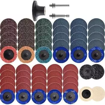 LuxusKollektion Schleifscheiben-Set 60-tlg. 2 Zoll Schnellwechsel mit 1/4" Halter