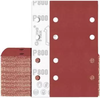 LuxusKollektion Schleifpapier für Schwingschleifer 93x185mm, P800, 80 Stück, 8 Löcher, Klett