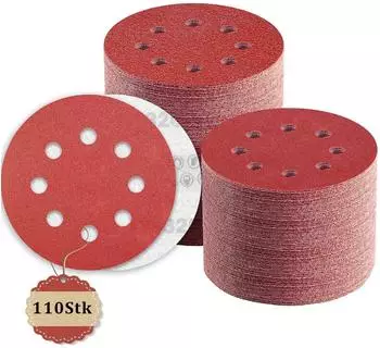 LuxusKollektion Schleifscheiben 125mm Korn 320, 8-Loch, 110 Stück