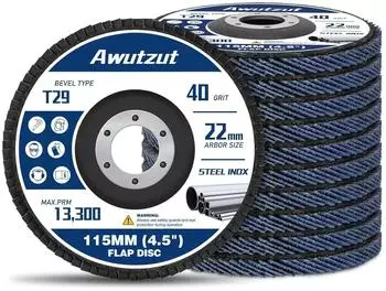 LuxusKollektion Fächerscheibe T29 115mm Korn 40 für Winkelschleifer, 10 Stück