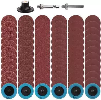 LuxusKollektion Schnellwechselscheiben-Set 50mm, 75-tlg., K&ouml;rnung 36-240, mit 1/4" Halter (ZD-75pcs)