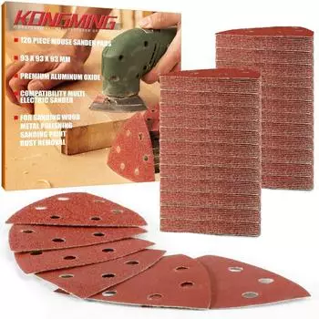 LuxusKollektion Schleifpapier Dreieck 93mm Klett 6-Loch Körnung Mix 40-400, 120 Stück