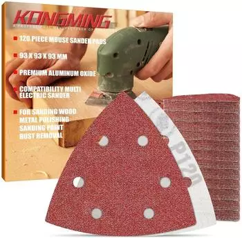 LuxusKollektion Schleifbl&auml;tter Dreieck 93mm Klett 6-Loch K&ouml;rnung 120, 120 St&uuml;ck