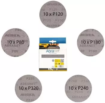 Mirka Abranet Netzschleifscheiben &Oslash;125mm Mix-Pack 50 Stk. P80-P320 (KIT2604MMP)
