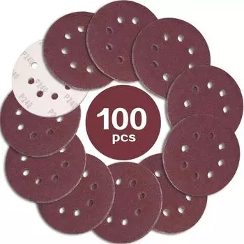 LuxusKollektion Klett-Schleifscheiben 125mm, K&ouml;rnung P240, 8-Loch (100 St&uuml;ck)