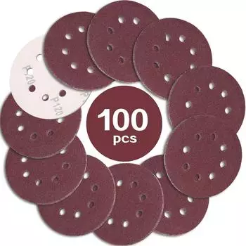 LuxusKollektion Schleifscheiben 125mm Klett, K&ouml;rnung 120, 8 Loch, 100 St&uuml;ck