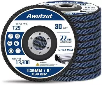 LuxusKollektion F&auml;cherscheibe T29 125mm Korn 80 f&uuml;r Winkelschleifer (P80)
