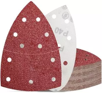 LuxusKollektion Dreieck-Schleifpapier Klett, K&ouml;rnung 40, 11 Loch, 50 St&uuml;ck