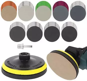 LuxusKollektion Schleifscheiben-Set 125mm Klett, Nass/Trocken, K&ouml;rnung 400-5000, 45-tlg.