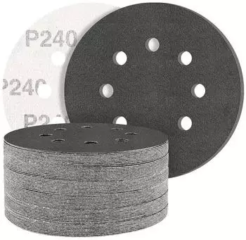 LuxusKollektion Schleifscheiben Siliziumkarbid 125mm Korn 240 Klett 8-Loch Nass/Trocken, 50 St&uuml;ck