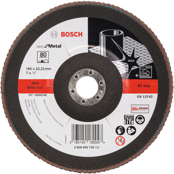Bosch Fächerschleifscheibe 180 mm Korn 80 (2 608 606 739)