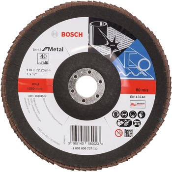Bosch Blue Metal-top Ø 180 mm Korn 40, gewinkelt, Glasgewebe (2 608 606 737)