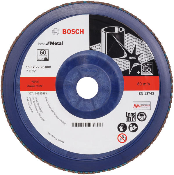 Bosch Blue Metal-top Ø 180 mm Korn 60, gerade, Kunststoff (2 608 607 343)