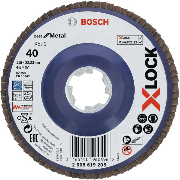 Bosch X571 Best for Metal X-Lock K40 115mm gerade (2608619205) (10 Stk.)