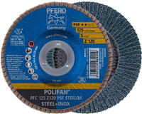 F&auml;cherschleifscheibe - PFERD POLIFAN&reg; - f&uuml;r Stahl/INOX - konische Ausf&uuml;hrung -