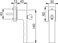 HOPPE Fenstergriff TOULON Sperrzylinder TBT - VK 7x43 mm, schwarz matt
