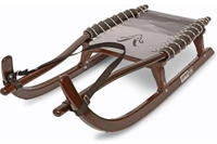 German Luge GL Rodel 115 cm Farbe braun Gurtband,Laufschiene Edelstahl, Sitz grau