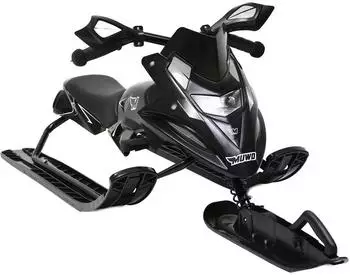 MUWO Snowracer Kinder-Lenkschlitten mit Bremse und Zugleine, schwarz