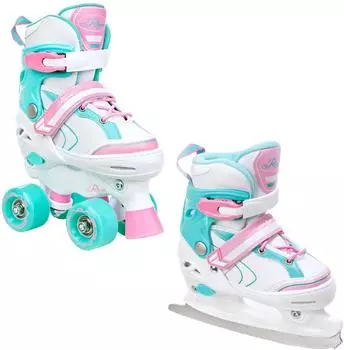Raven Spirit 2in1 Inline Skates/Ice Skates adjustable türkis