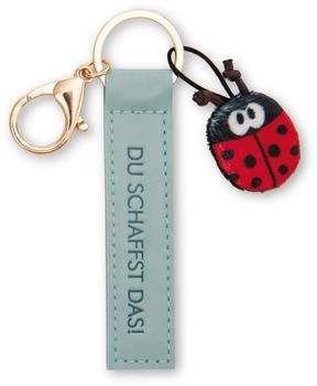 NICI Schlüsselanhänger Du schaffst das! Kunstlederband türkis 10cm mit Marienkäfer (62023)
