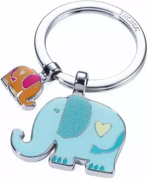 Troika Rüsselbande Schlüsselanhänger mit 2 Charms, Metall/Emaille, chrom, mehrfarbig (KR18-12/CH)