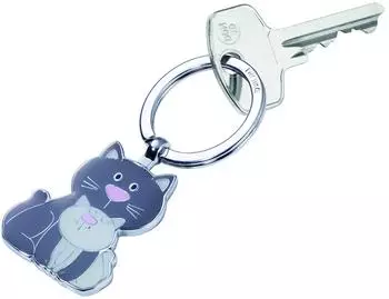 Troika Schlüsselanhänger CAT & KITTY Metallguss, verchromt (KR18-04/GY)