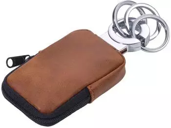 Troika Schlüsselanhänger mit Täschchen, Kunstleder, braun (KR21-77/BR)