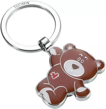 Troika BRUNO Teddybär Schlüsselanhänger mit Herz, silber/braun (KR24-11/BR)