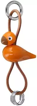 Kay Bojesen Songbird Schl&uuml;sselanh&auml;nger, Metall/Naturleder, orange
