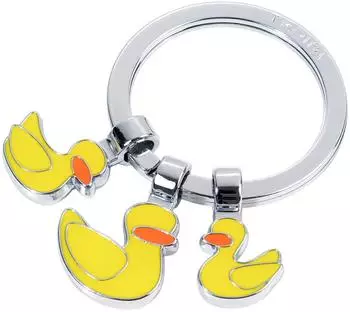 Troika Yellow Duck Schlüsselanhänger 3 Enten-Anhänger, Metall verchromt (KR24-03/CH)