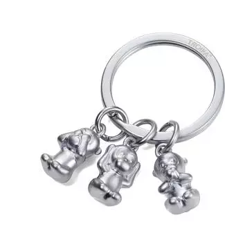 Troika THREE MONKEYS Schlüsselanhänger 3 Affen, Metallguss, mattverchromt (KR17-18/MA)