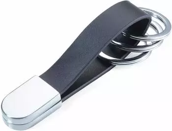 Troika Twister Style Schlüsselanhänger Lederband, 3 Schlüsselringe, schwarz (KRG749/LE)