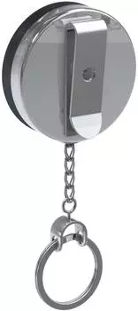 Basi Schl&uuml;sselclip mit ausziehbarer Kette 60cm, silber/schwarz (0006-0556)