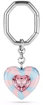 Swarovski Dulcis Schlüsselanhänger, Herzmotiv, blaue & pinke Kristalle, rhodiniert (5713882)