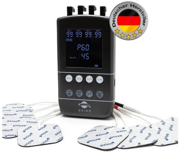 Axion 4 Kanal TENS EMS Ger&auml;t STIM-PRO X9B zur Schmerzlinderung durch elektrische Nervenstimulation Training Muskelstimulation Massage und Beckenbodentraining. Inkl. Akku 12 Elektroden