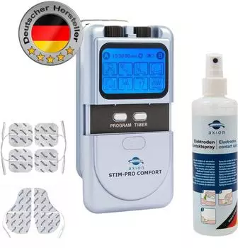 Axion 2 Kanal Tens Ger&auml;t Stim-Pro Comfort mit Reinigungsspray Medizinprodukt 1 St