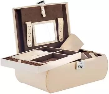 Friedrich 23 Cordoba flacher Schmuckkasten, Leder, beige