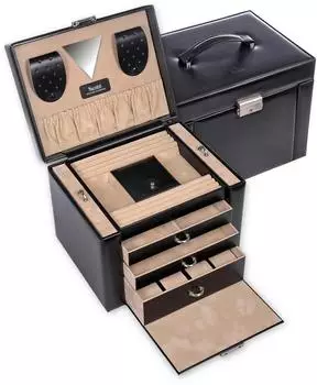Sacher Schmuckkasten Maxima New Classic, schwarz, Leder