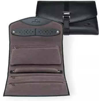 Windrose Nappa Schmuck-Roll schwarz, Leder 23cm